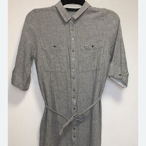 Zara Basic Gray Button Up Dress Size Small